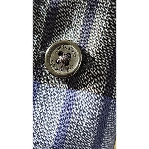 Calvin Klein L Button Down Shirt Men's XL Slim Fit Blue Plaid Long‎ Sleeve - Picture 4 of 9